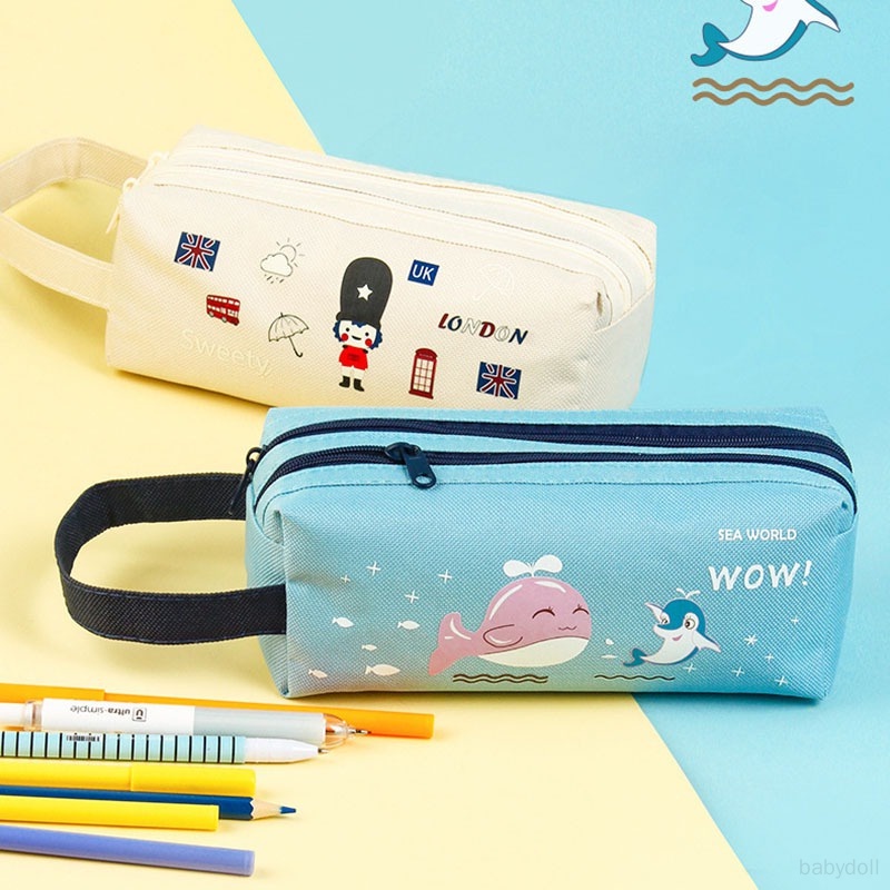 Túi Đựng Bút Bằng Vải Oxford Kích Thước Lớn In Họa Tiết Hoạt Hình Cho Trẻ Em