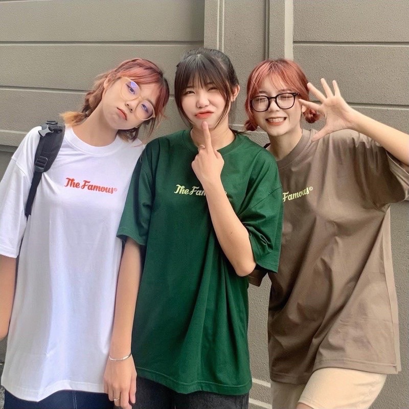 Áo thun phông nam nữ PINK tay lỡ form rộng THE FAMOUS Unisex