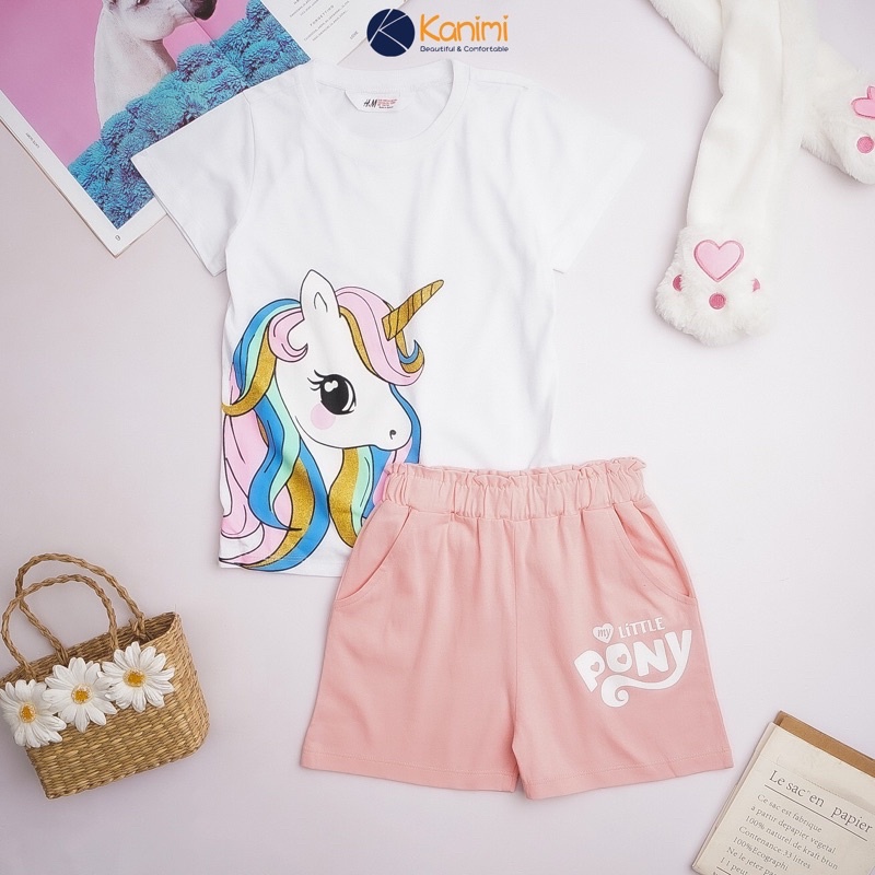 𝐒𝐡𝐨𝐩 𝐌𝐞̣ 𝐁𝐨𝐛 𝟖𝟔 - Bộ cộc tay HM cho bé gái, Bộ cotton mùa hè cho bé, vải xuất dư mềm mát size đại