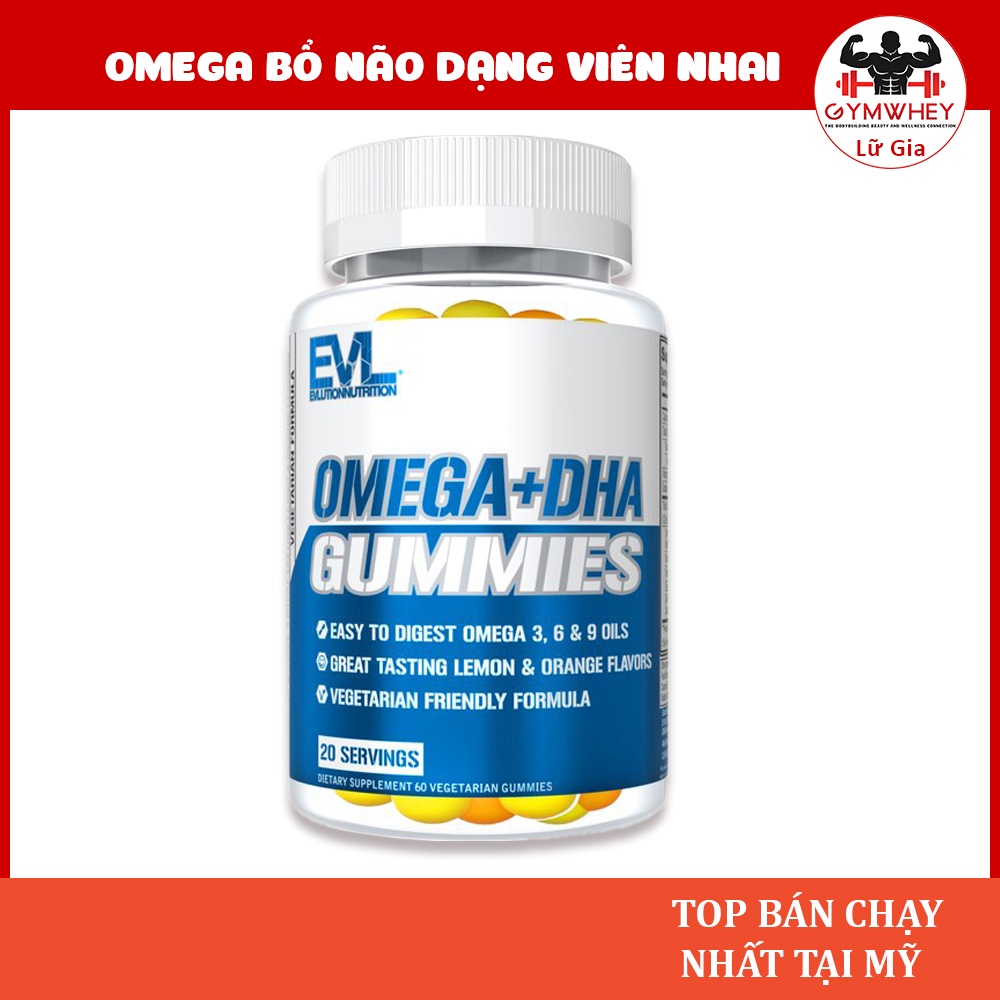 EVL OMEGA +DHA Dạng Kẹo Cung Cấp Đầy Đủ Omega 3 6 9, Vị Chanh Cam Khử Mùi Tanh