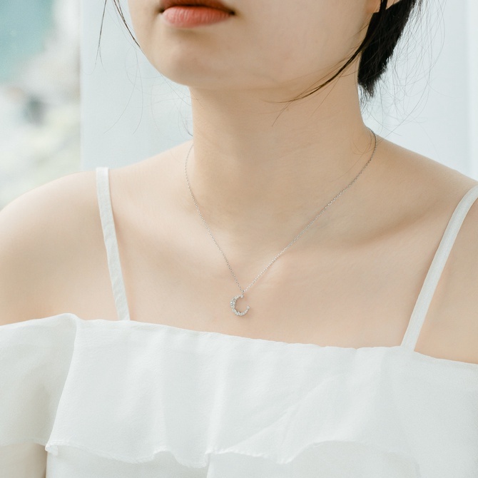 Dây Chuyền Bạc Blue Peach Moon DC573