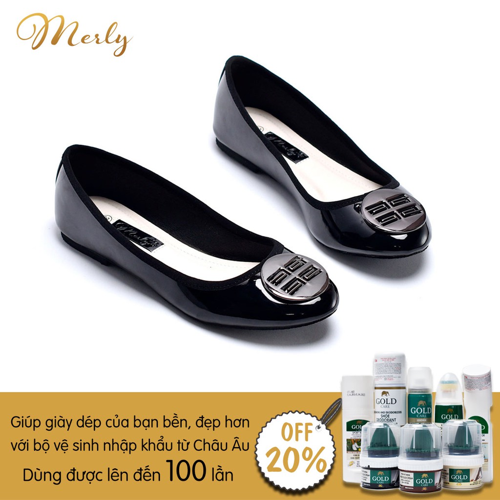 [Mã BMBAU50 giảm 7% đơn 99K] Giày búp bê đính khóa tròn Merly 1221, Giày bệt nữ, Giày nữ big size, Giày bệt mũi tròn