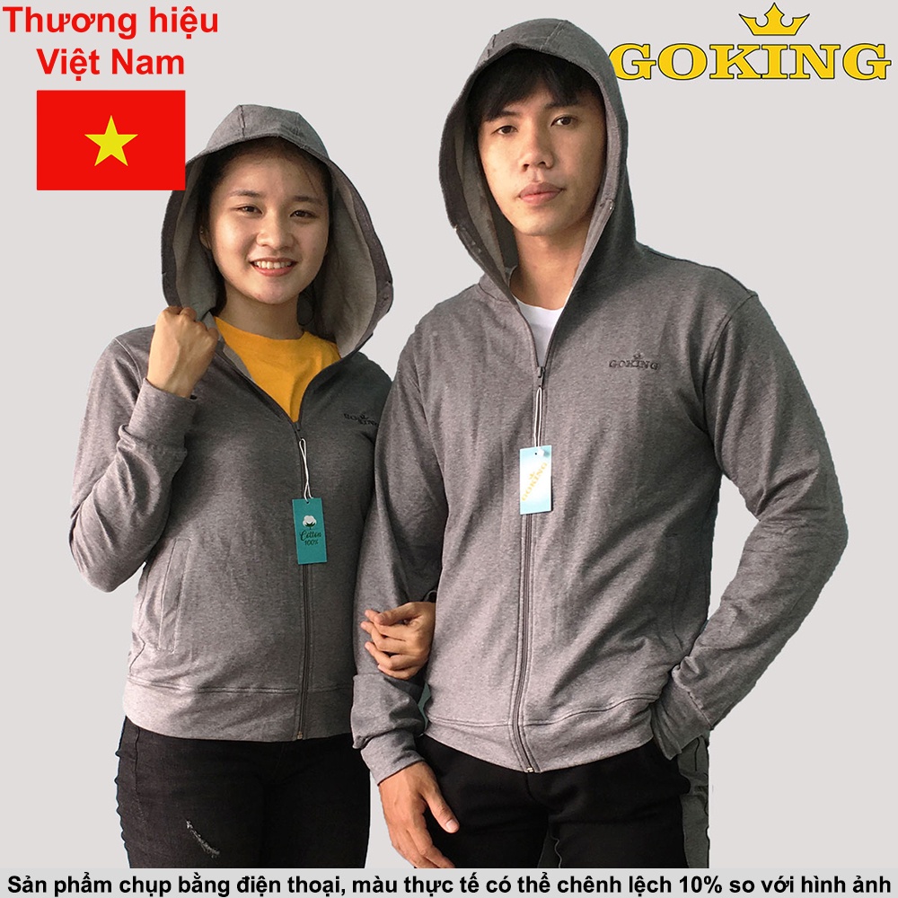 Áo khoác thun da cá GOKING 6 túi cho cặp đôi. Chống lanh, giữ ấm, chống nắng, chống tia UV hiệu quả.