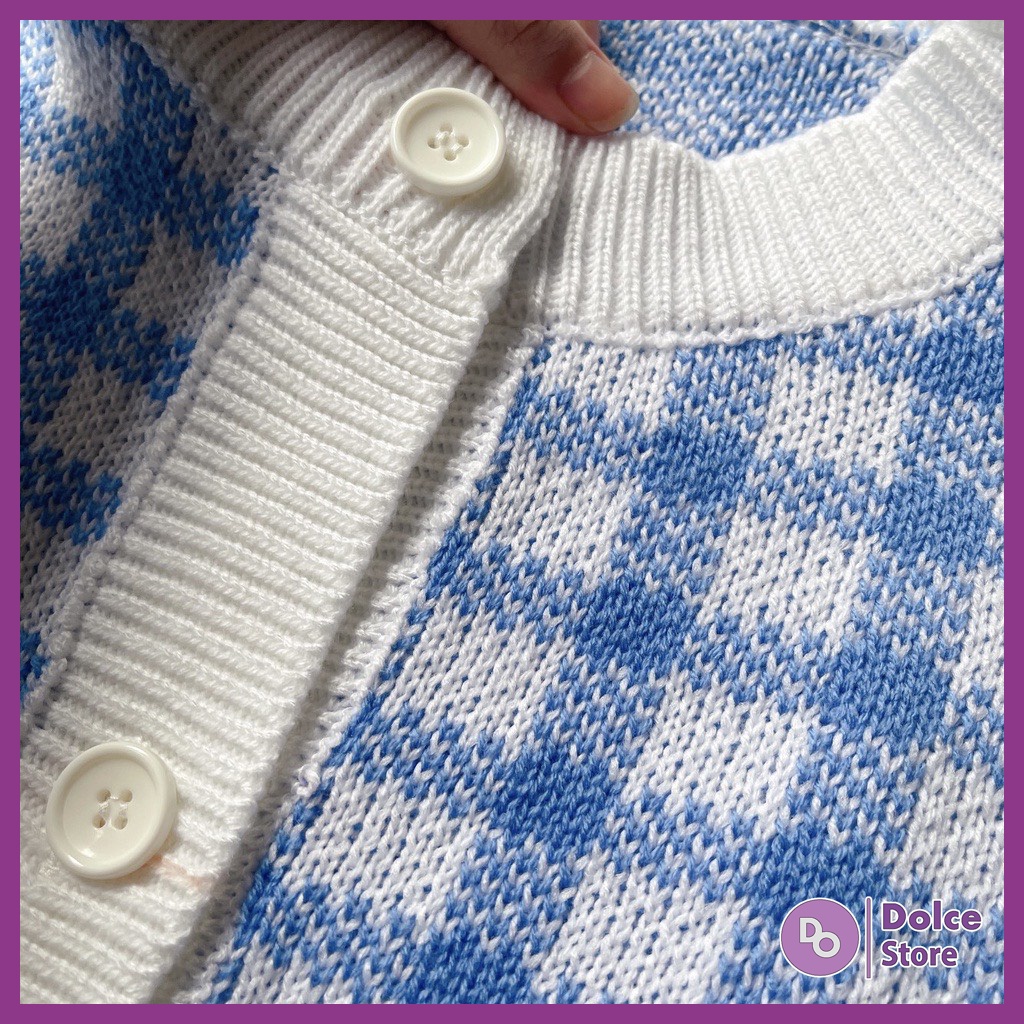 Áo croptop cardigan len kẻ nhiều màu chất len dày mịn - Dolce