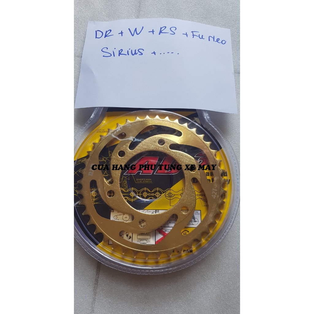 Trọn bộ sên nhông dĩa DID vàng cho xe Dream/ Wave/ Sirius/ Future 125/ Future Neo - hàng Nhật sên 9 li