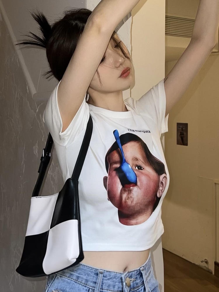 Áo Thun Ngắn Tay In Họa Tiết 50929 Nhỏ Xinh Thời Trang