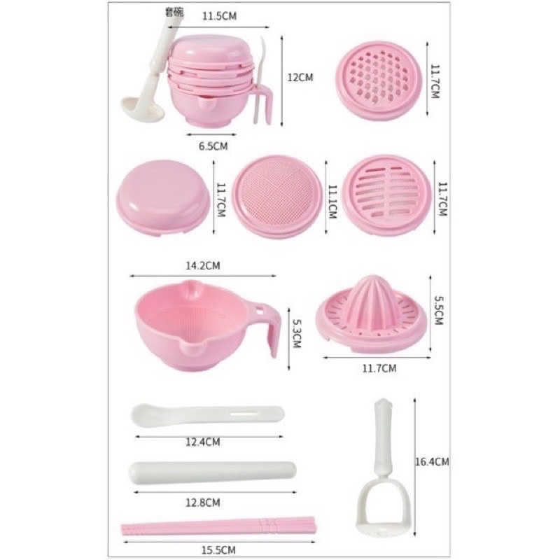 Bộ 10 Dụng Cụ Chế Biến Ăn Dặm Kiểu Nhật Cho Bé