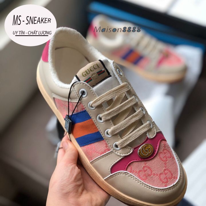 Giày Gucci sơn tùng,  Giày thể thao GG 3 vạch hàng cao cấp da thật full size 36-43 | BigBuy360 - bigbuy360.vn