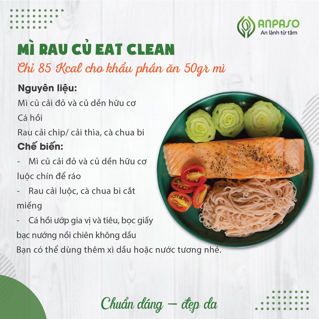 Mì Rau Eat Clean Củ Cải Đỏ và Củ Dền Hữu Cơ Organic Anpaso, Giảm Cân , ăn chay, không chiên nóng, tốt cho tiêu hóa 120g | BigBuy360 - bigbuy360.vn