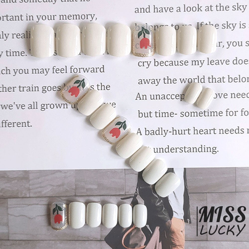 VN (Hàng Mới Về) Set 24 Móng Tay Giả Ngắn Đầu Vuông Có Thể Tháo Rời Tiện Dụng