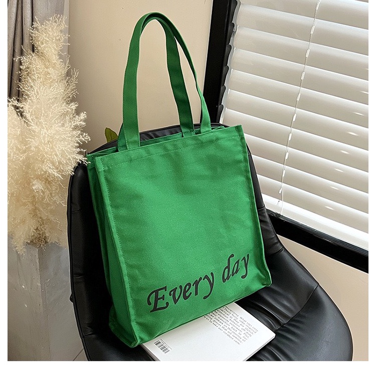 Túi tote HAZIN vải canvas ulzzang unisex in chữ Every có cúc bấm miệng ngăn phụ đi học đi chơi đựng vừa khổ a4