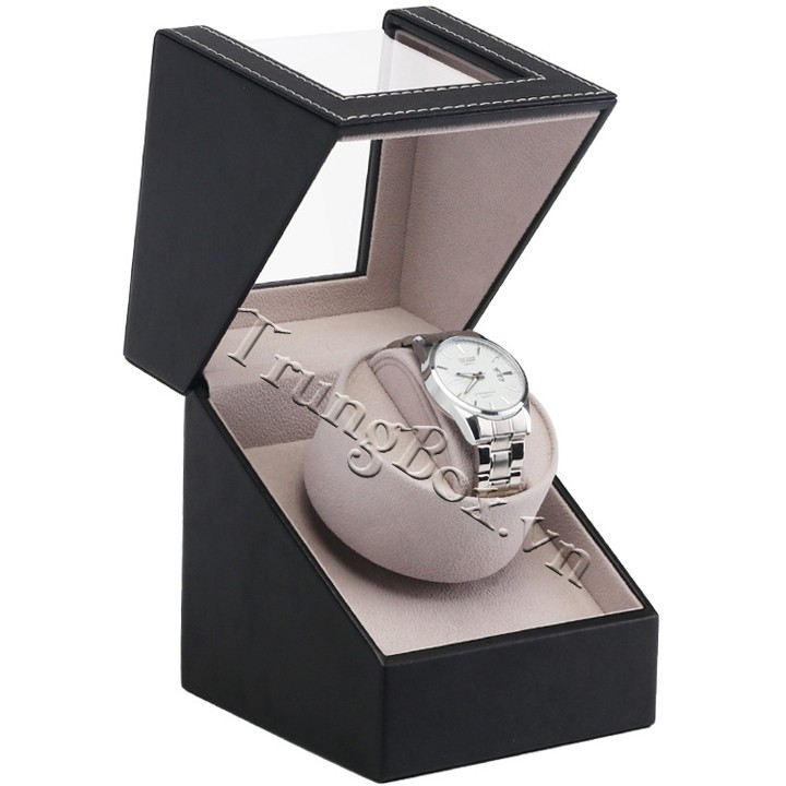 Hộp Đựng Đồng Hồ Cơ 1 Xoay Vỏ Da Màu Đen - Mã 810B