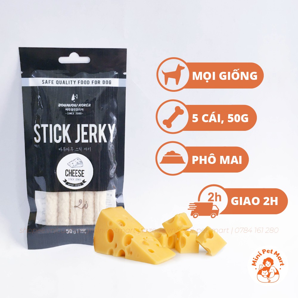 Phô mai que BOWWOW 50g (5 cái) - snack, bánh thưởng cho chó
