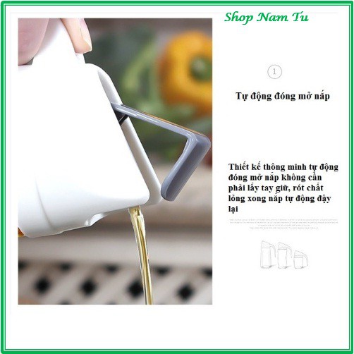 [MUA TẶNG QUÀ] Bình đựng dầu ăn, gia vị 600 ml tự động mở nắp khi rót | BigBuy360 - bigbuy360.vn