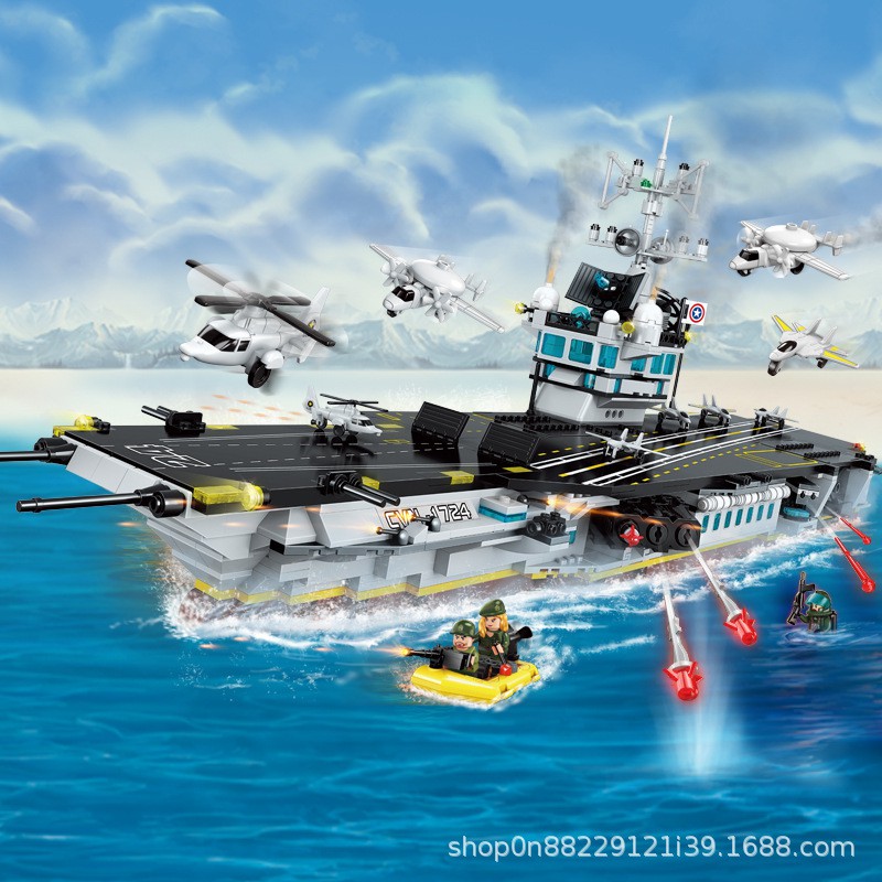 Đồ chơi lắp ráp Thuyền Chiến hạm Sân bay 1724 - Tàu Thủy hạng nặng - Enlighten WarShip 1724