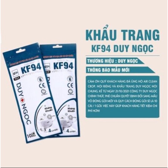 (Gói 10 Cái) Khẩu Trang Y Tế KF94 DUY NGỌC