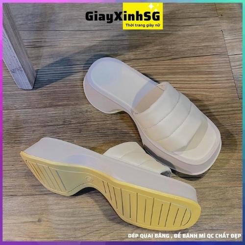 Dép quai ngang bản to nữ, hàng QC  mềm êm, Đế bánh mì 5cm
