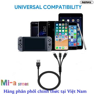Dây Cáp sạc nhanh REMAX USB 3 đầu tốc độ 2.8 A chuẩn iphone micro type C