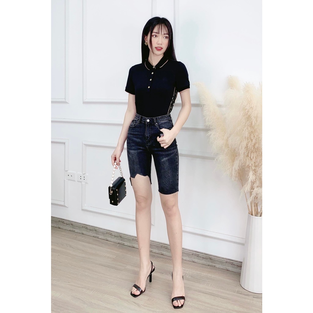 Quần short lửng jean rách - Q4228
