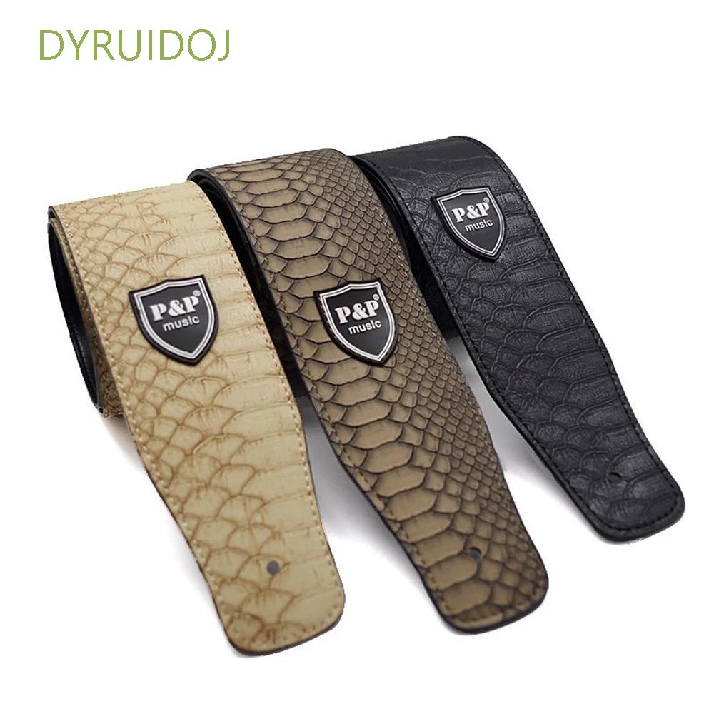 Dây đeo đàn guitar điện bằng da mềm họa tiết da rắn dập nổi bản rộng có thể điều chỉnh nhiều màu cổ điển tiện dụng