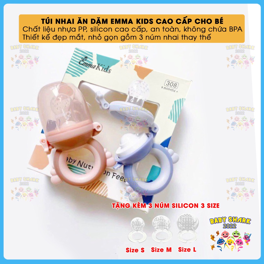 Túi nhai ăn dặm cho bé Emma Kids bằng silicon cao cấp