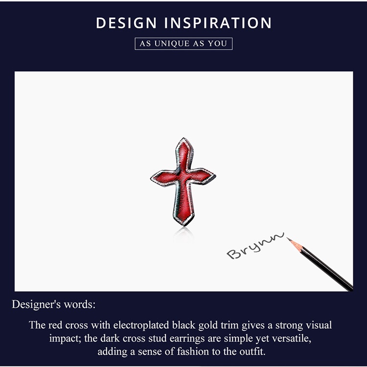 Bông tai Bamoer SCE1327 bằng bạc S925 hình thánh giá thời trang cho nữ