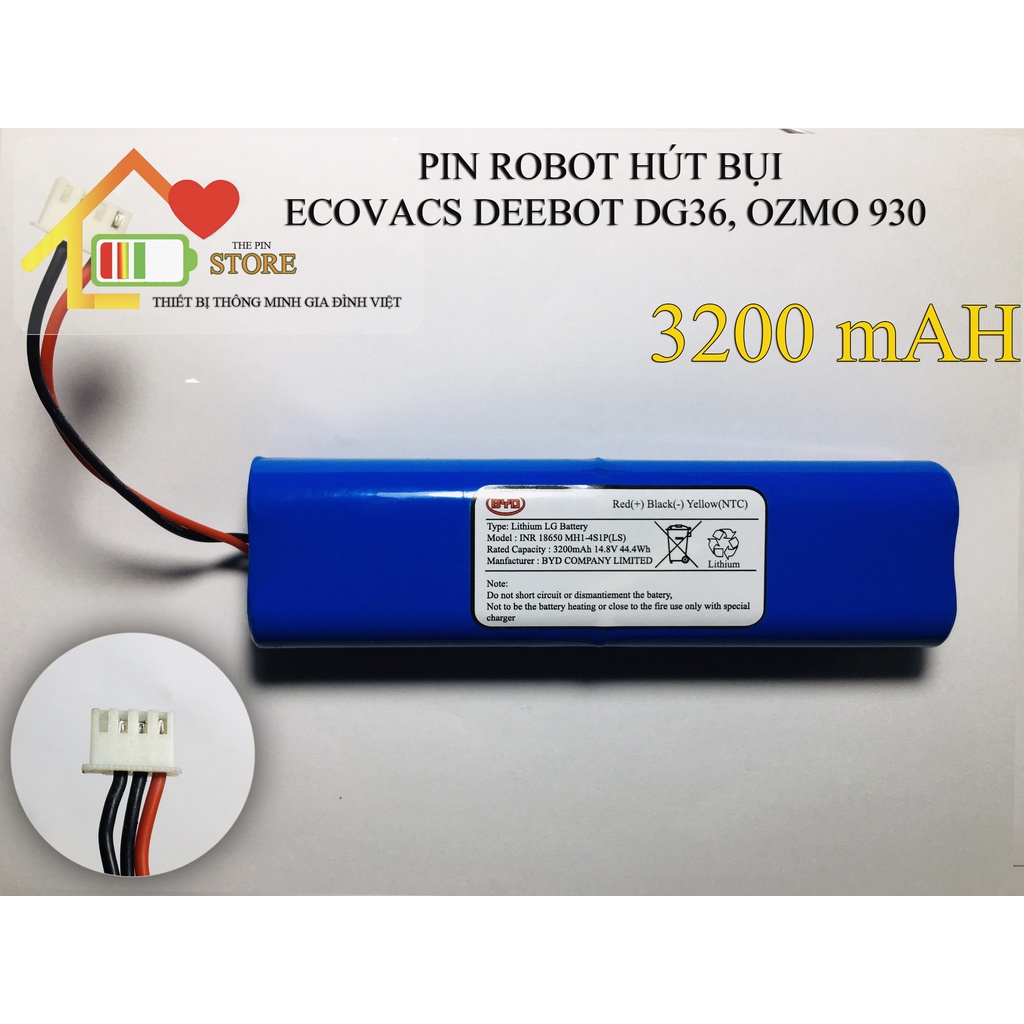 (DUNG LƯỢNG 3200 mAH) PIN ROBOT HÚT BỤI ECOVACS DEEBOT DG36, OZMO 930 ( BẢO HÀNH 9 THÁNG )