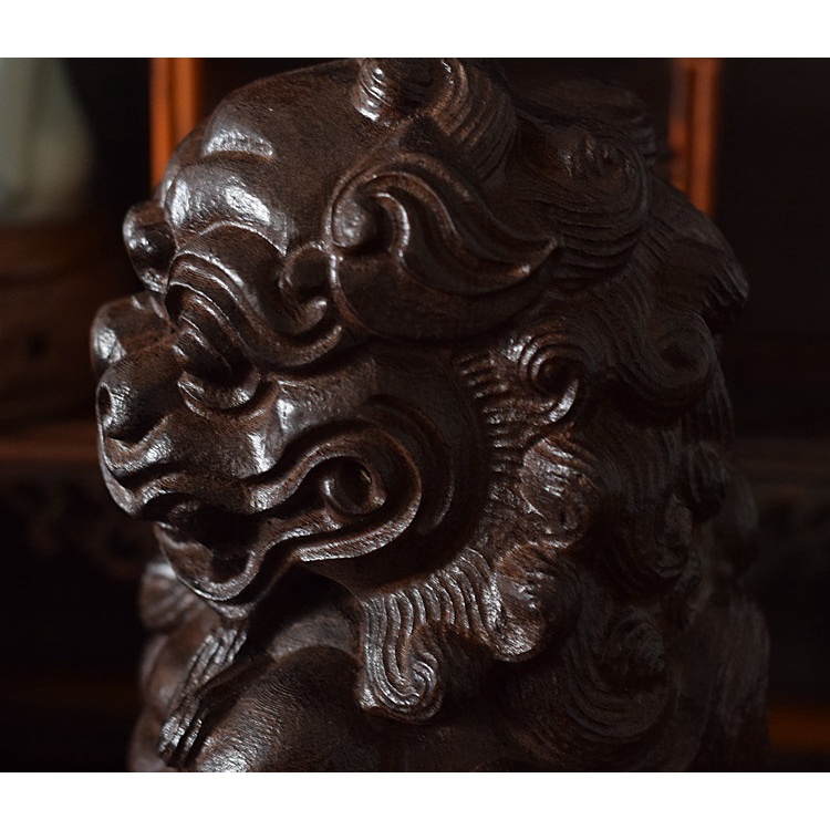 Tượng Nghê Phong Thủy Bằng Gỗ Trầm Hương (Cao 6.5 cm)