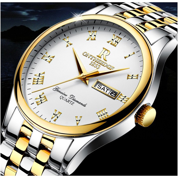 Đồng hồ nam dây thép Ontheedge 020 (fullbox, demi vàng-trắng) | BigBuy360 - bigbuy360.vn