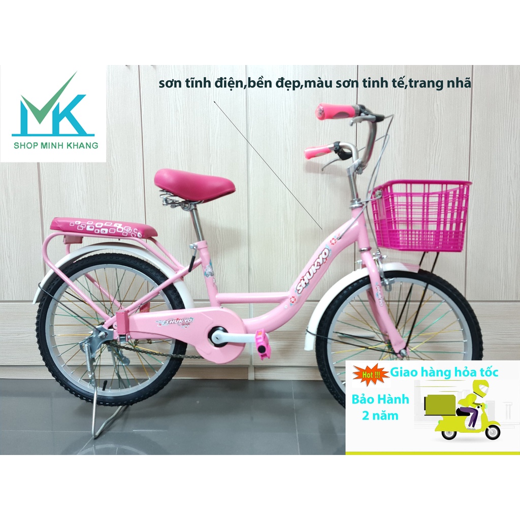 Xe Đạp Trẻ Em Shukyo nữ,đẹp trang nhã,tinh tế,size 20-24 cho bé gái 8-15 tuổi