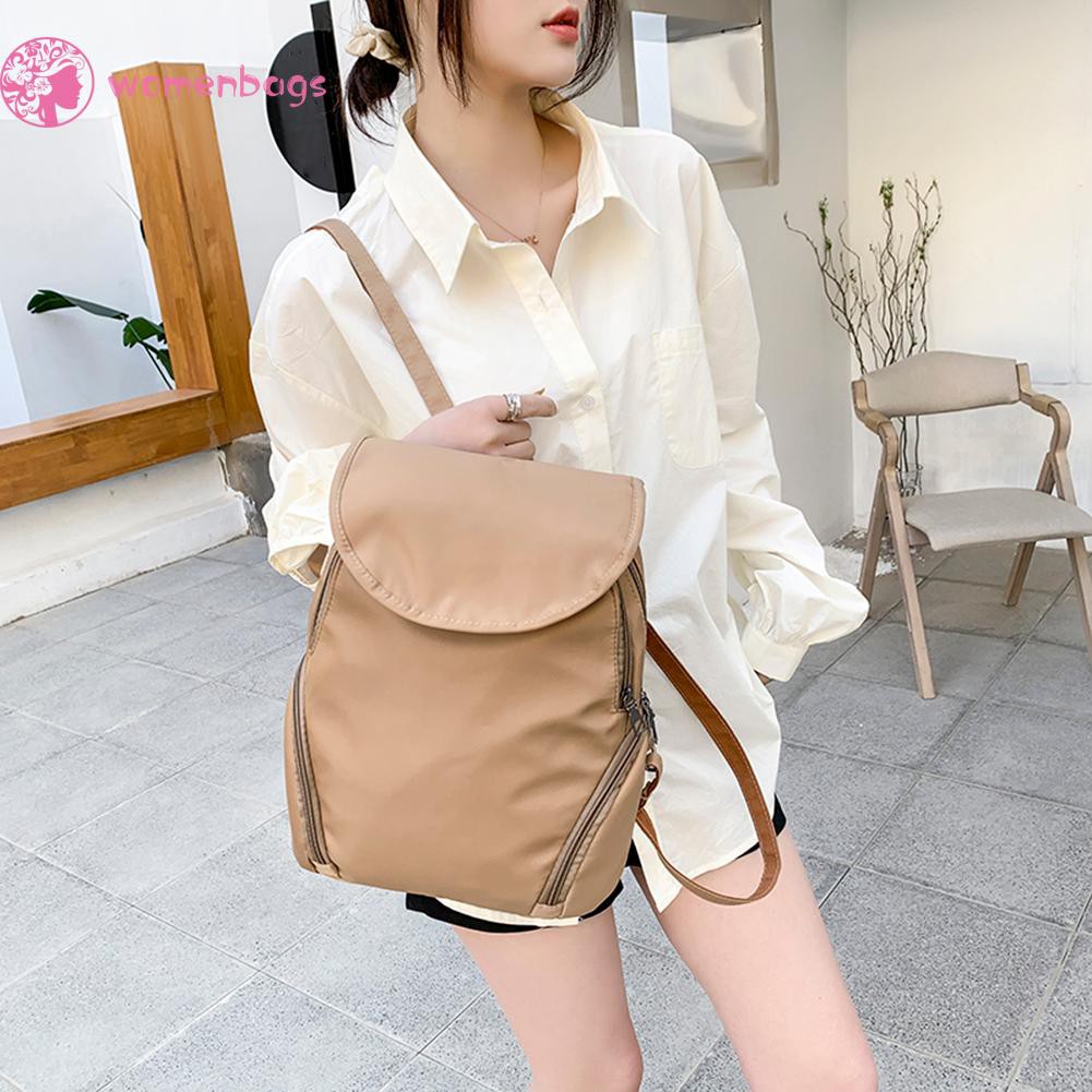 COD√WB❀Women Oxford Cloth Solid Color Backpack Preppy Style Casual Large Handbag