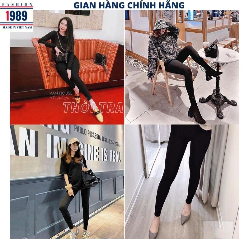 Quần legging dài nữ cạp chun cao nâng mông bản to vải thun màu đen chất dày dặn form biker ôm ngắn tập gym yog -1989