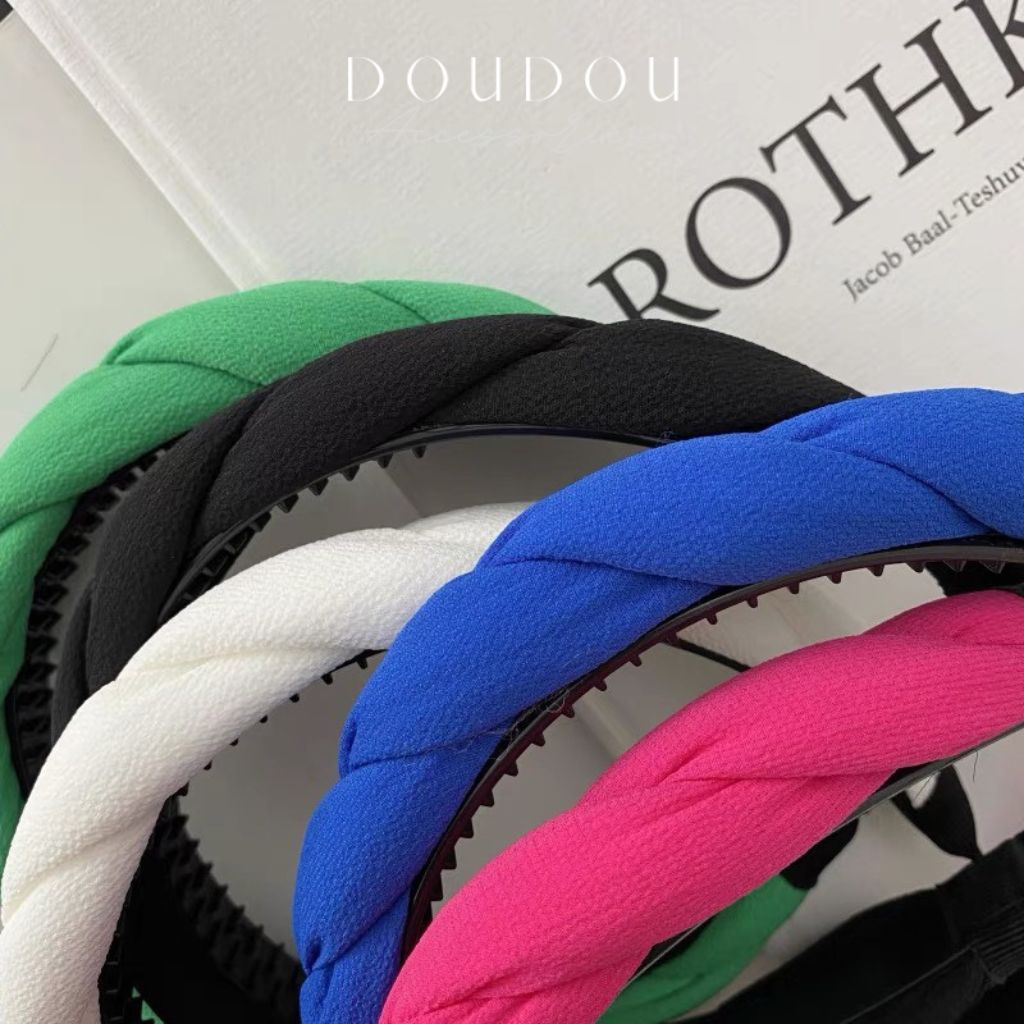 Băng đô cài tóc nữ DOUDOU Bờm tóc nữ thiết kế tết bím thanh lịch tone màu pastel hottrend phong cách Hàn Quốc FG006