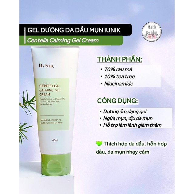 Kem dưỡng rau má IUNIK Centella Calming Gel Cream