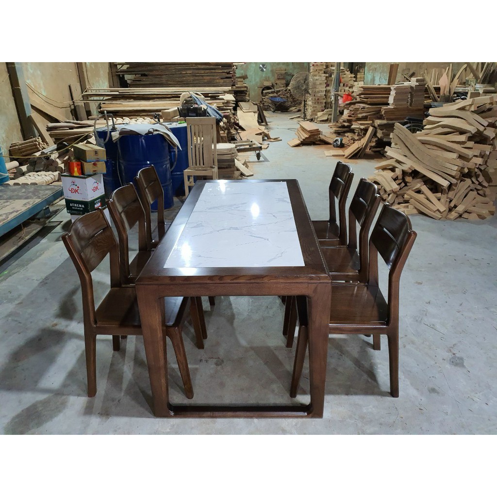 Bàn ăn mặt đá chân khung | BigBuy360 - bigbuy360.vn