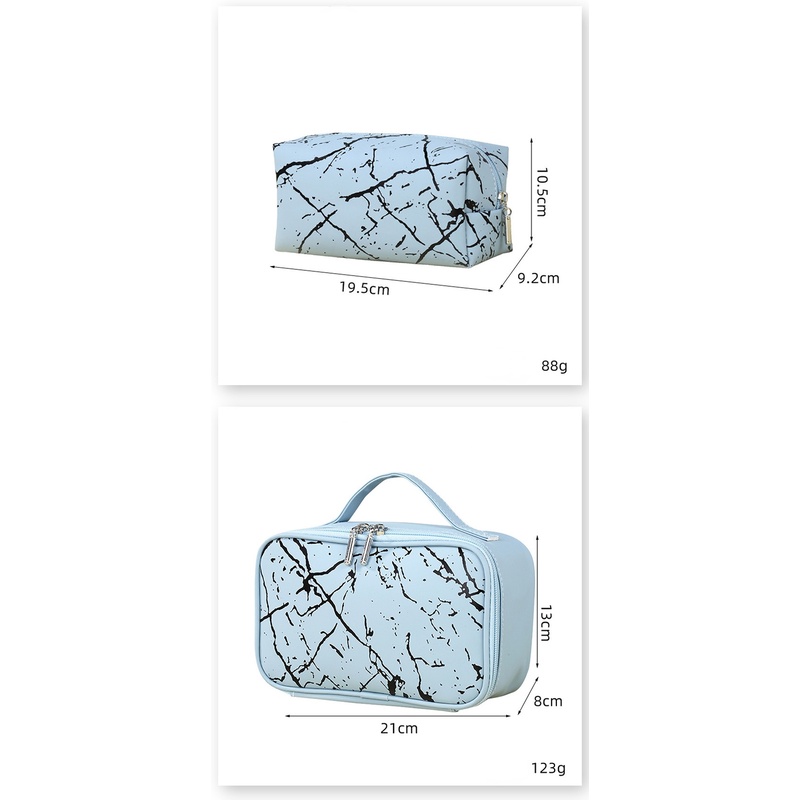 Túi Đựng Mỹ Phẩm Bằng Da PU Màu Xanh Dương Chống Thấm Nước