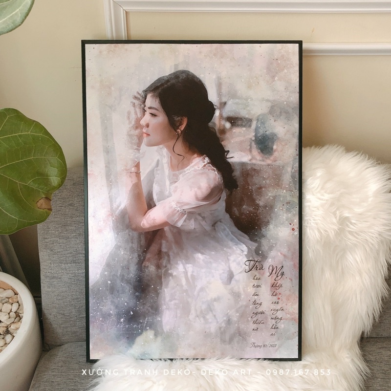 Tranh chân dung màu nước Digital -Vẽ theo yêu cầu của khách | Hany Design
