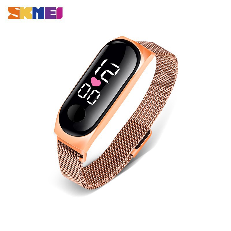 Đồng hồ SKMEI kĩ thuật số có đèn LED chống thấm nước bằng thép không gỉ thời trang cho nam nữ