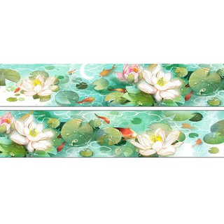 Washi tape hoa sen xanh 1m