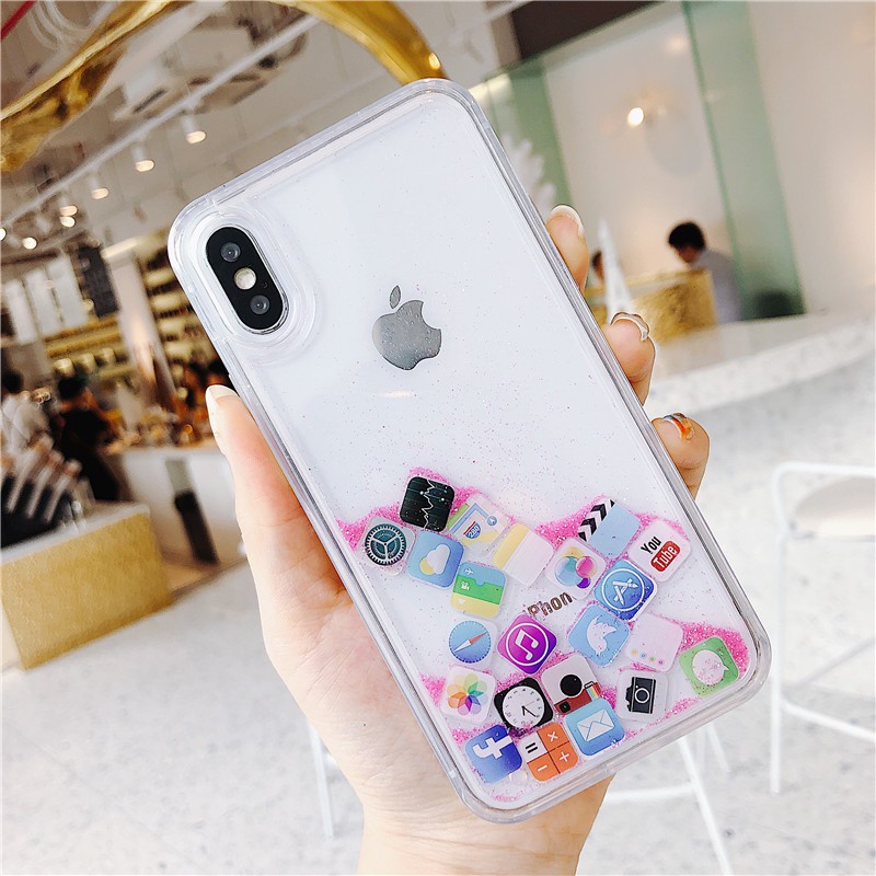 Ốp điện thoại kim tuyến họa tiết 3D dễ thương cho Iphone 6/6p/7/7p/8/8p/X/XS/XR/XSMAX