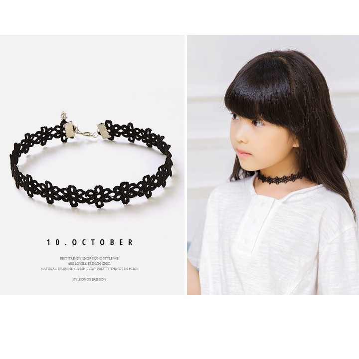 Vòng cổ choker cho bé gái nhiều hoa văn đáng yêu phối hạt phụ kiện làm điểm nhấn cá tính BBShine – J055