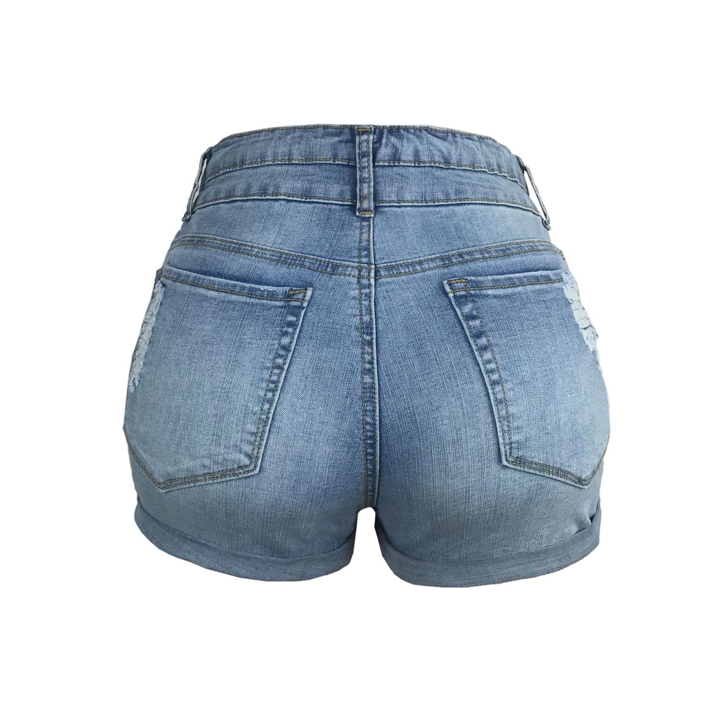 Quần Short Denim Lưng Cao Thời Trang Đường Phố