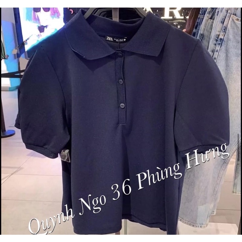 TH-ÁO PHÔNG POLO CỔ BẺ TAY BỒNG MÀU THAN CHO NỮ