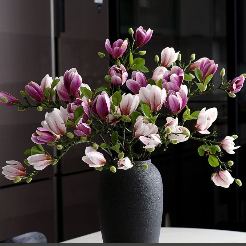 Hoa Mộc Lan Giả Chất Liệu Cao Su Cao Cấp Trang Trí Nhà Cửa, Decor Phòng Khách