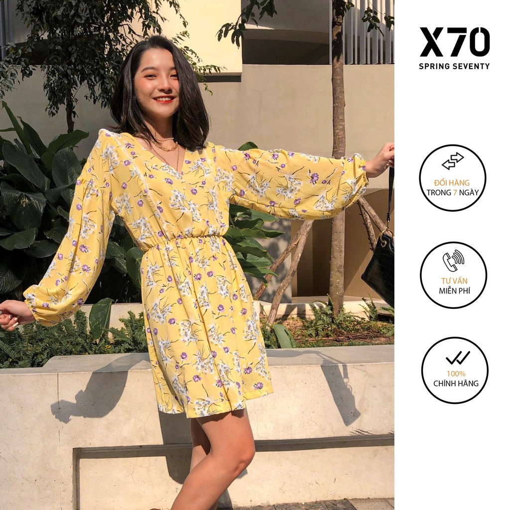 Đầm Nữ Cổ Tim Thiết Kế Hoa Thời Trang X70 - 00680005