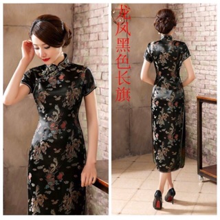 Váy sườn xám hoạ tiết phượng hoàng