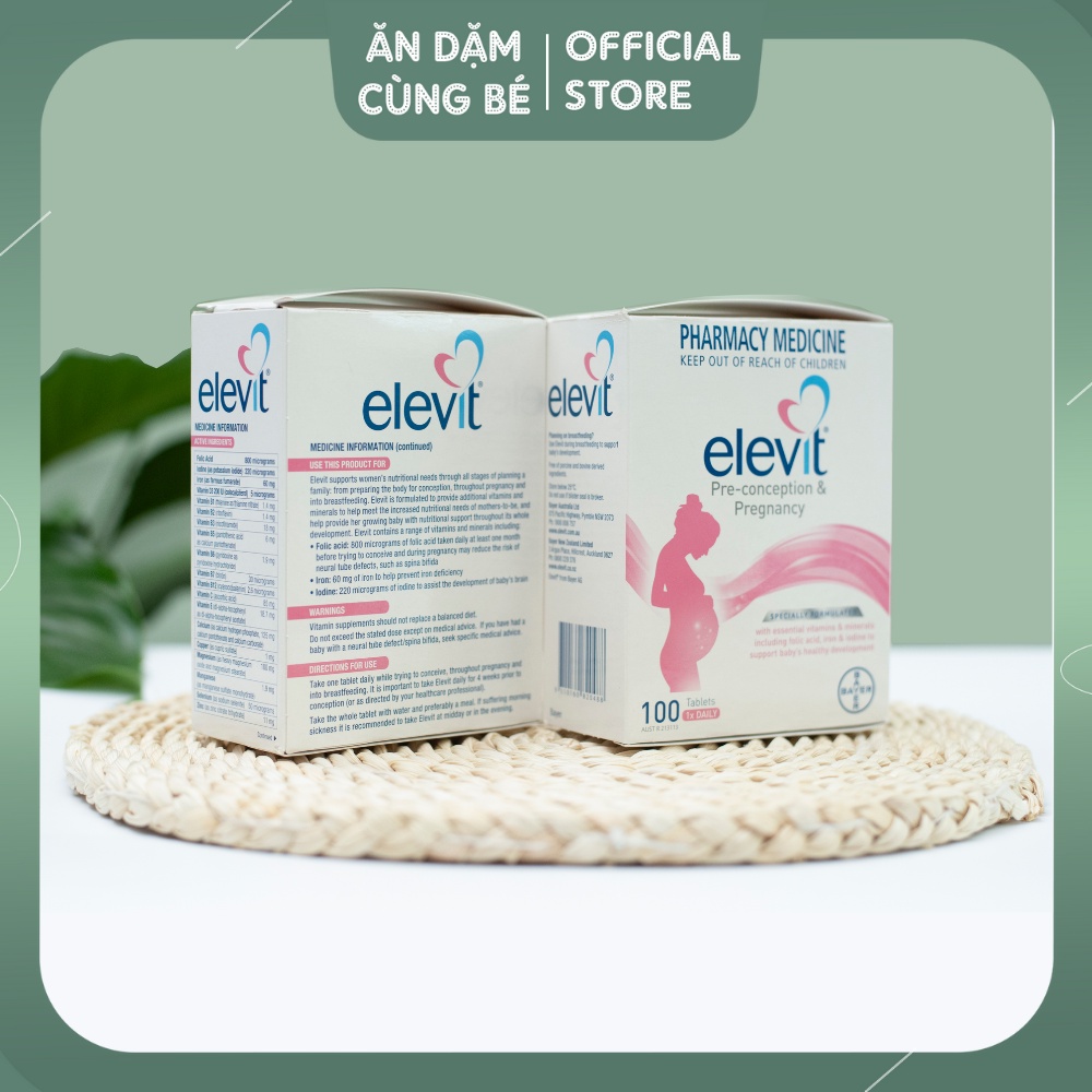 Vitamin bầu tổng hợp Elevit Úc hộp 100 viên bổ sung sắt và vitamin cho mẹ mang thai chính hãng 20488