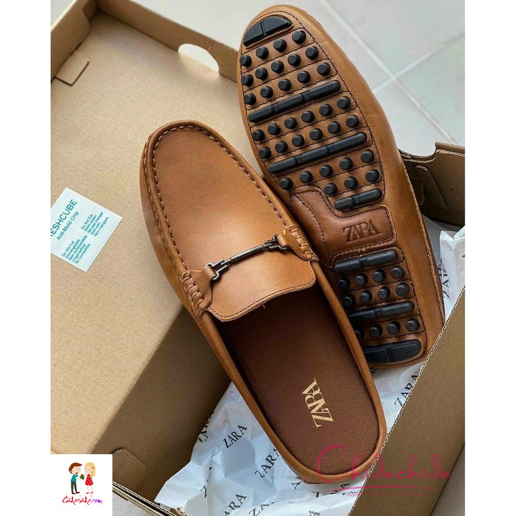 {Thanh lý bỏ mẫu} Giày sục nam không gót Za-ra, da xịn, đế xịn, lót cũng xịn luôn; size 39-44 (màu bò và màu đen)