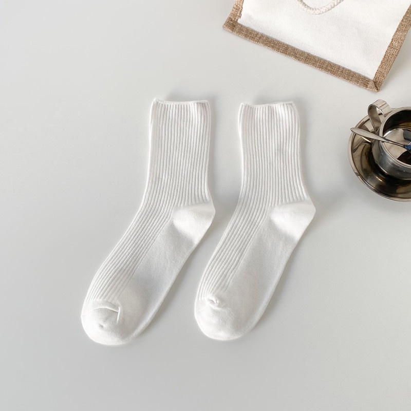 Vớ cotton Màu Sắc Đơn Giản Họa Tiết Kẻ Sọc Cho Nữ