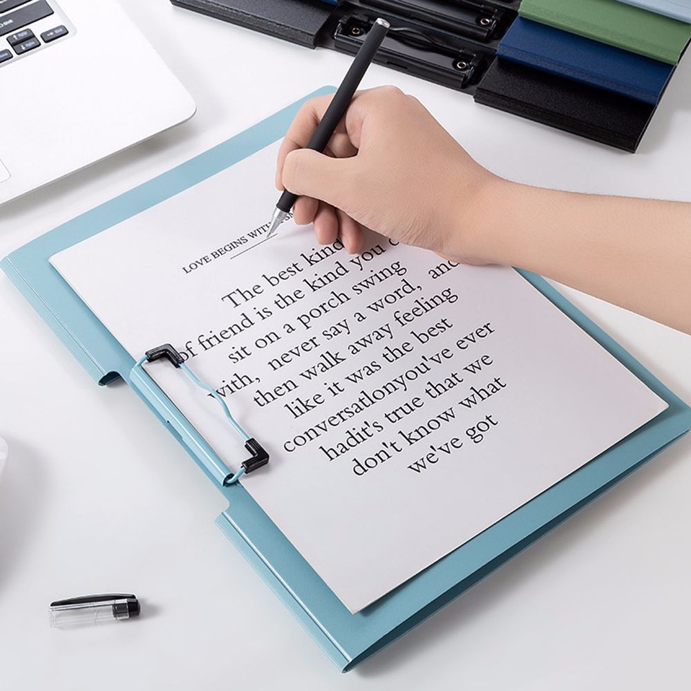 Bìa kẹp tài liệu A4 chất liệu nhựa cứng màu trơn có móc kẹp bằng kim loại tiện lợi